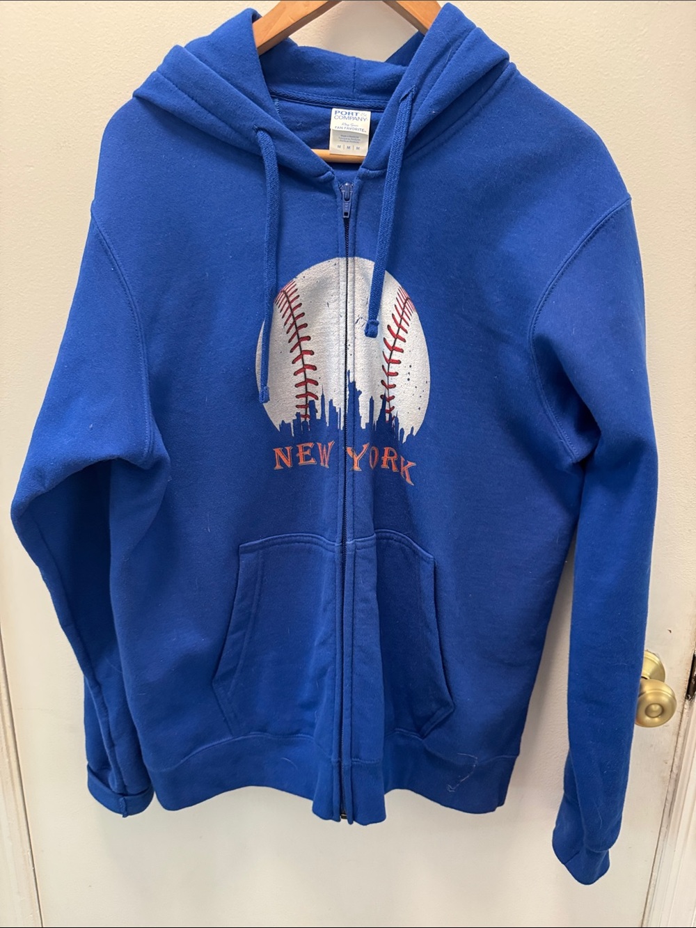 Port and Company Royal Blue New York Baseball Zip-Up Hoodie